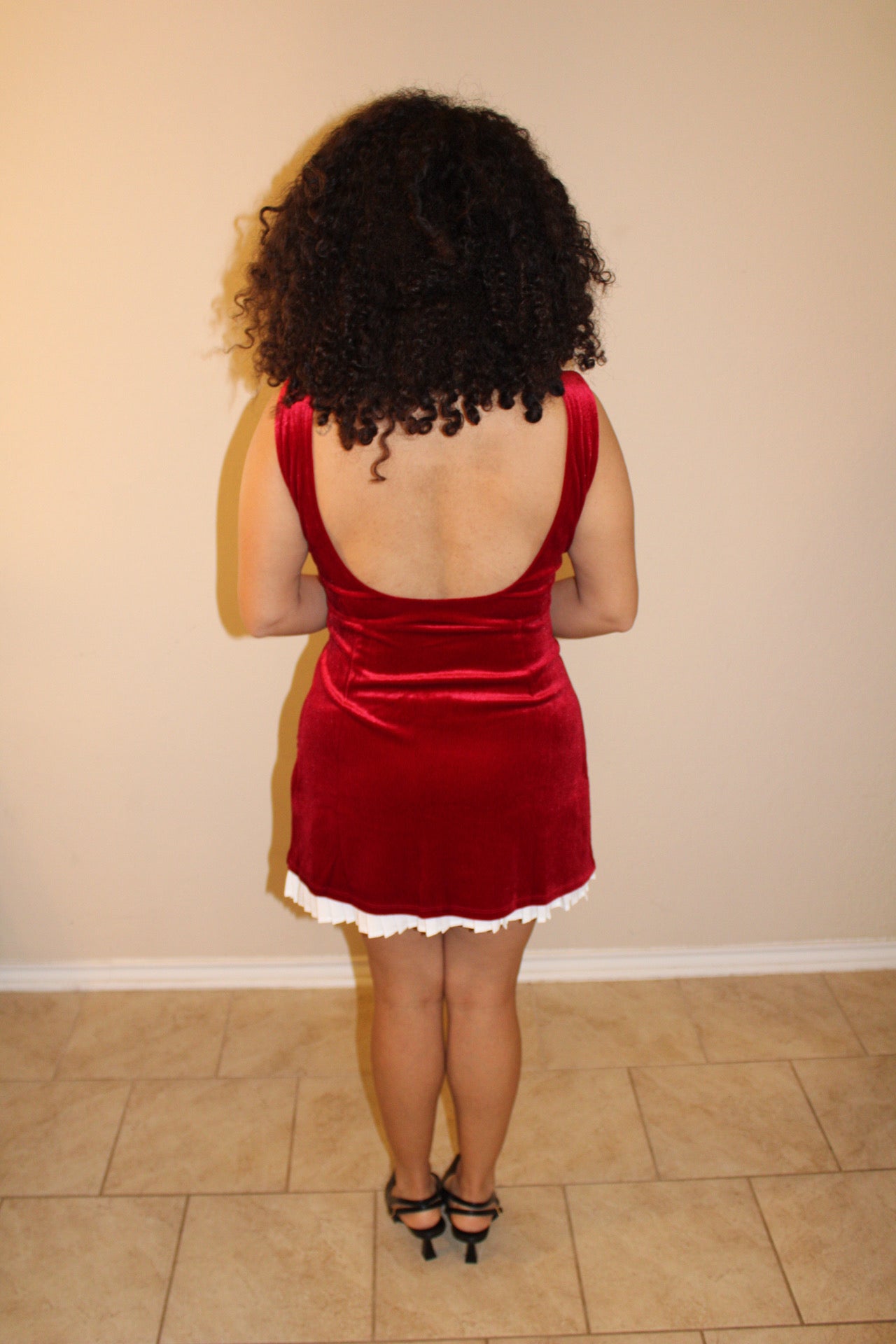 Lucy Ruffled Hem Velvet Dress