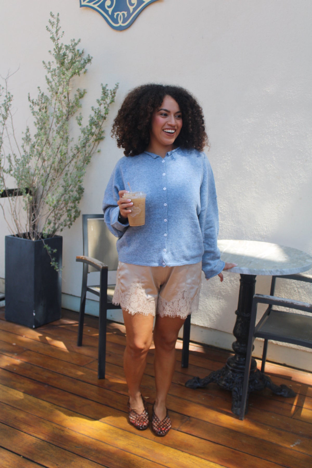 Autumn Latte Lace Satin Shorts