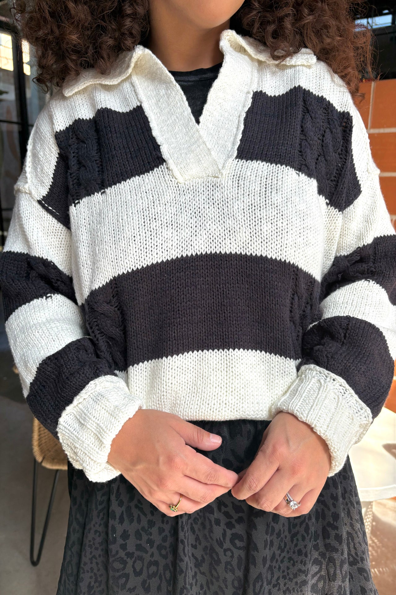 University Striped Cable Knit Sweater