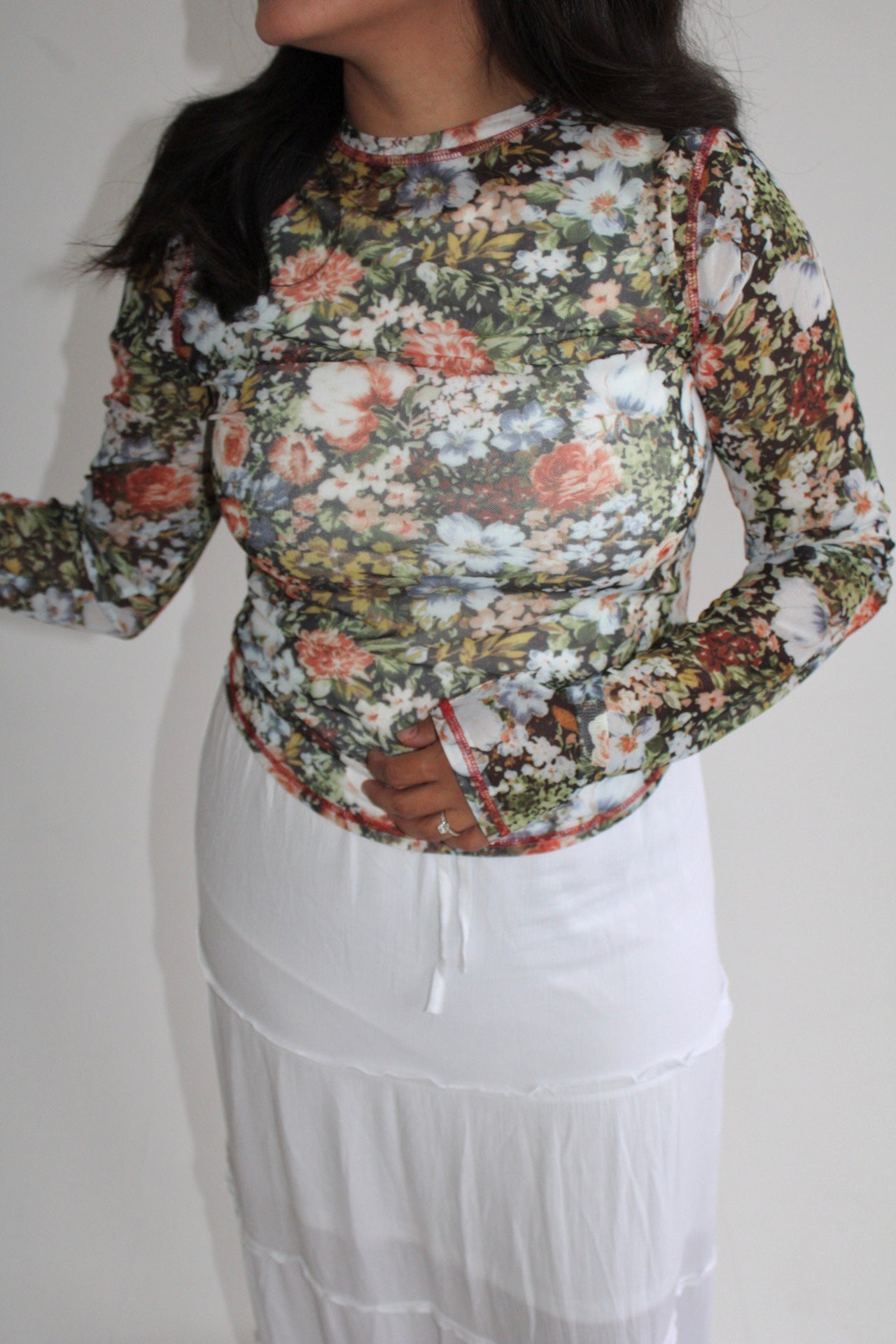 Blossom Mesh Long Sleeve Top