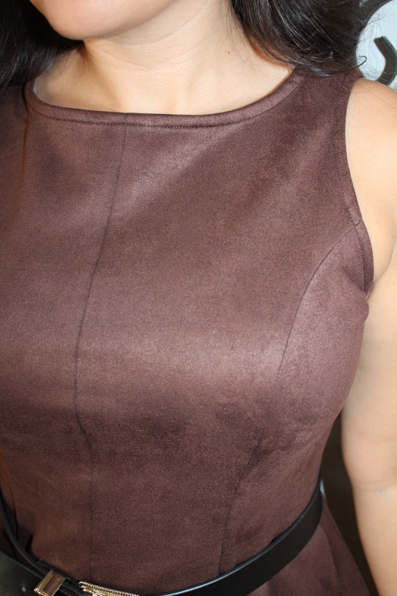 Dina Faux Suede Flare Dress