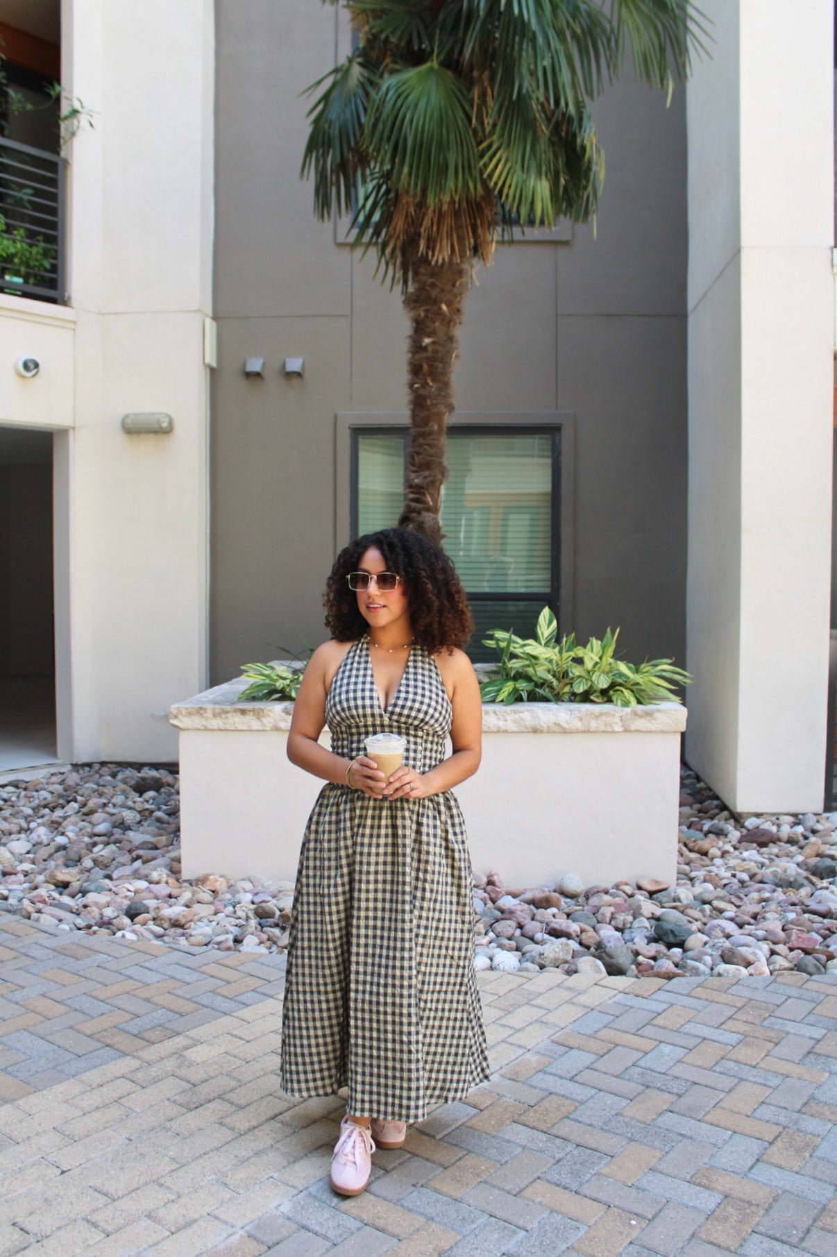 Nichole Vintage Checkered Halter Dress