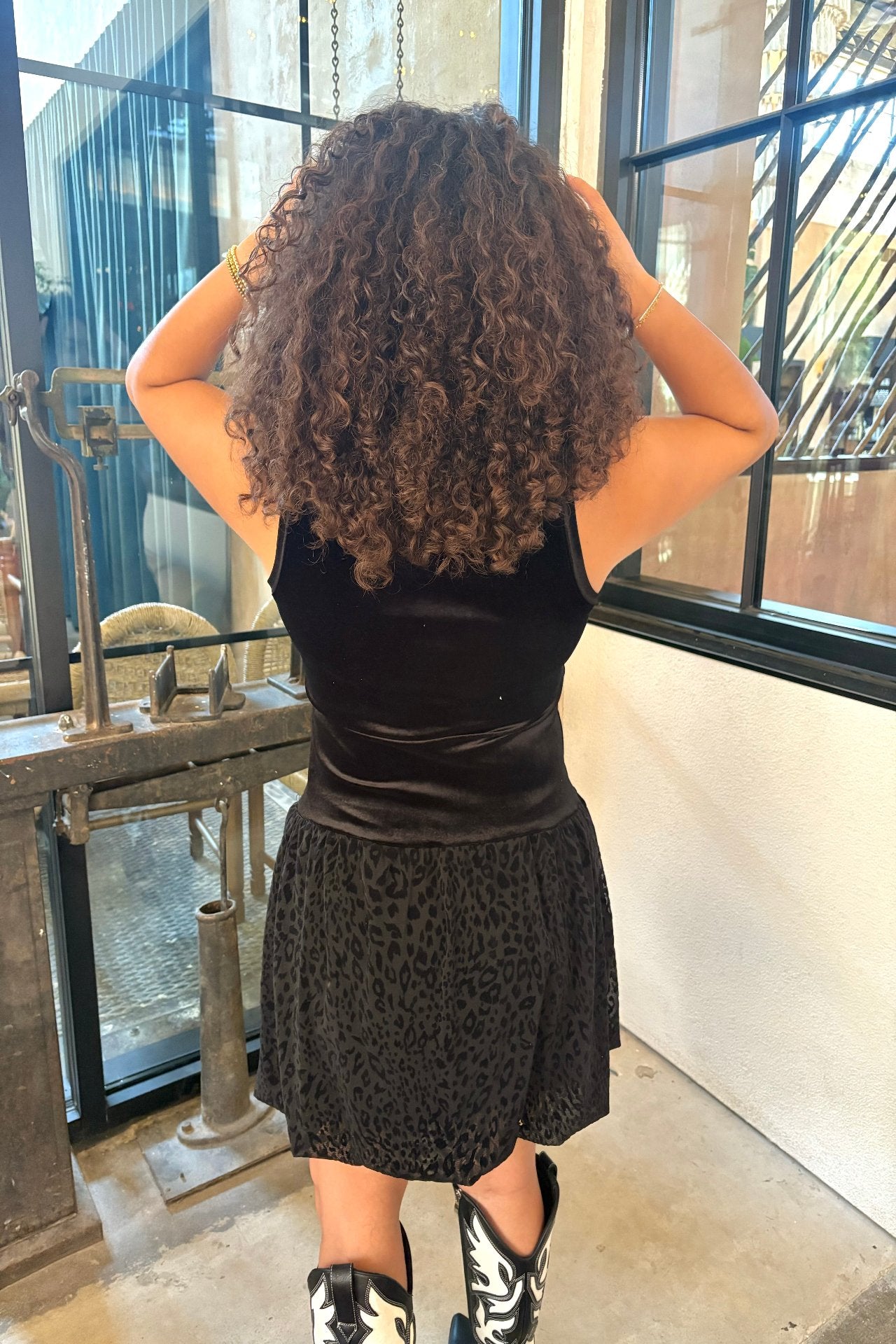 Sofie Leopard Drop Waist Velvet Dress