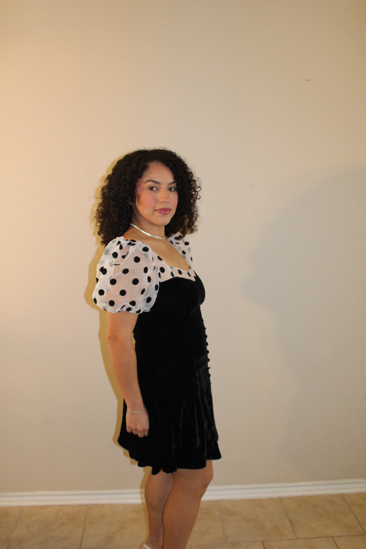 Cher Classic Polka Dot Puff Sleeve Dress