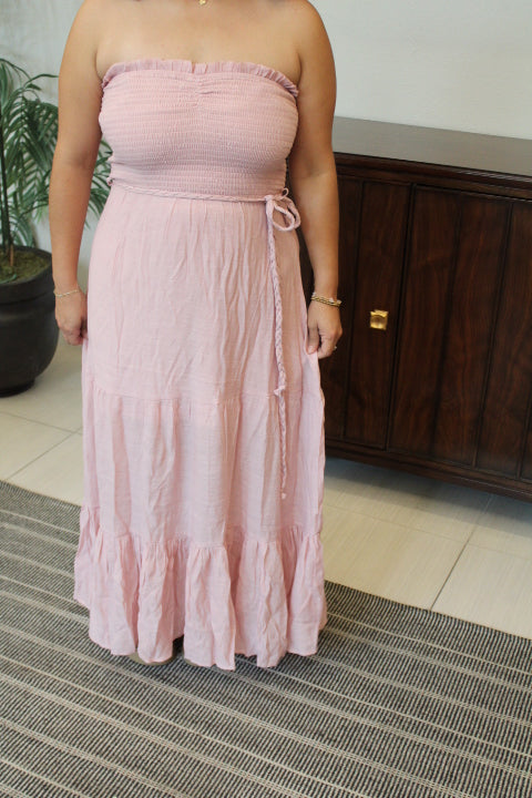 Elena Smocked Strapless Dress