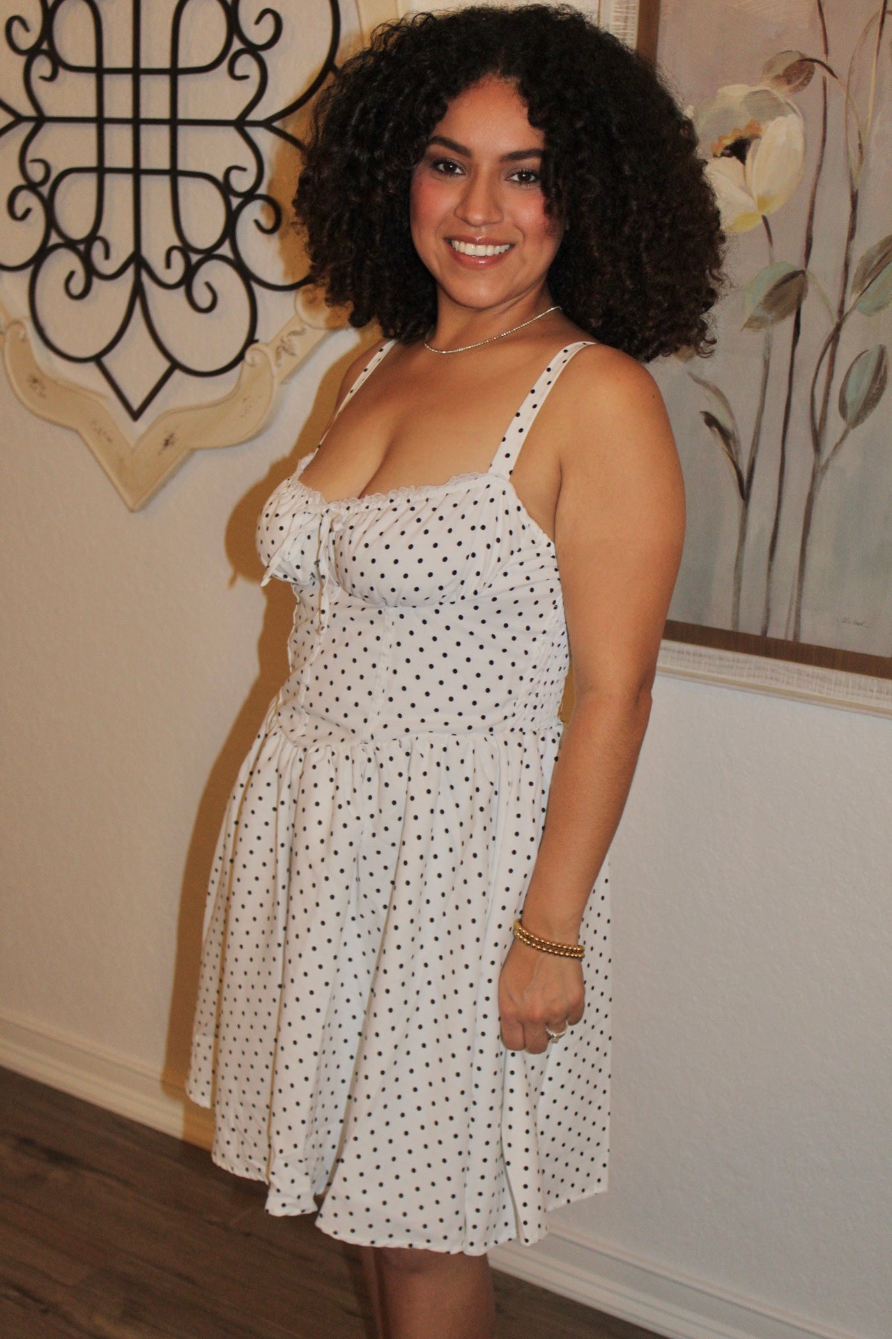 Camri Polka Dot Faux Corset Dress