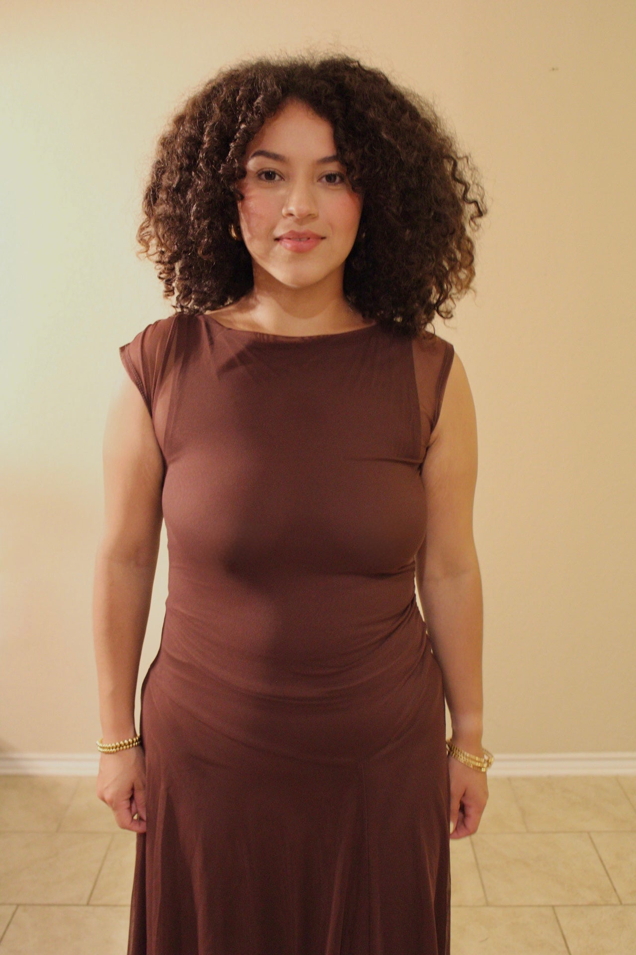 Serena Asymmetric Mesh Dress