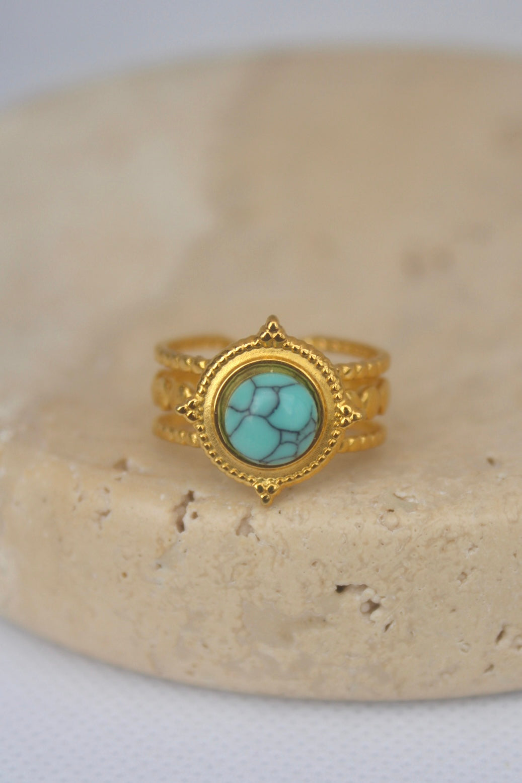 Turquoise Marble Compass Ring