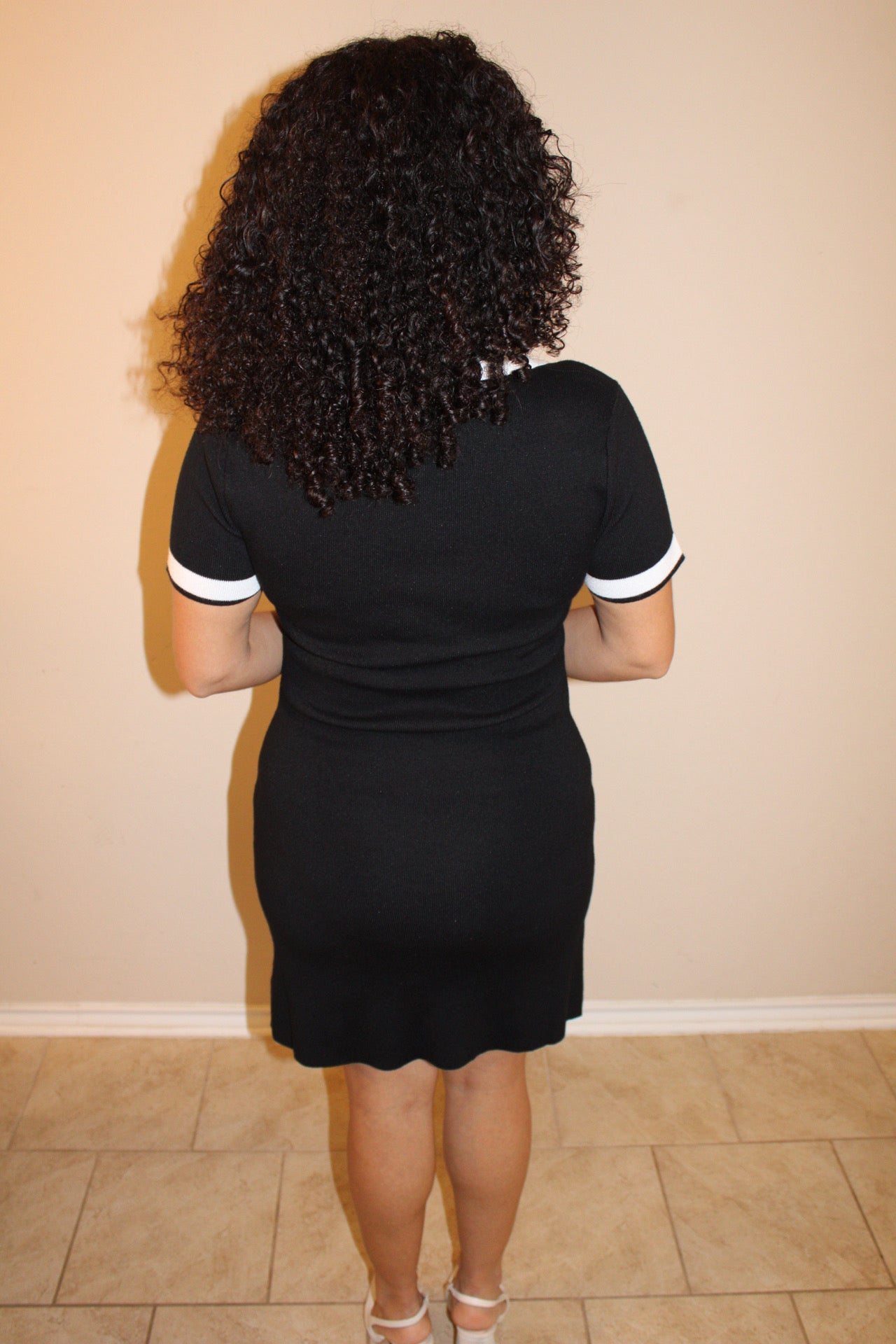 Bea Contrast Gold Button Dress