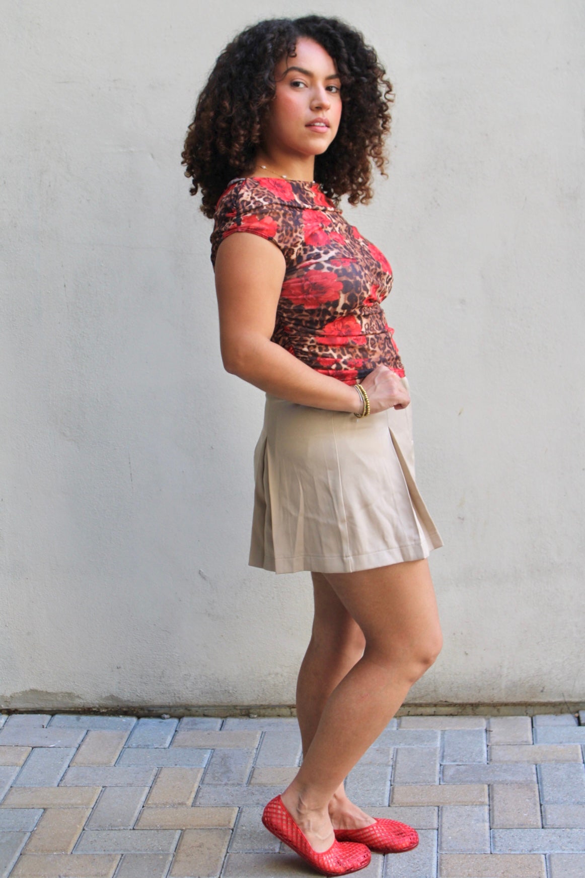 Leslie Off The Shoulder Leopard Floral Top