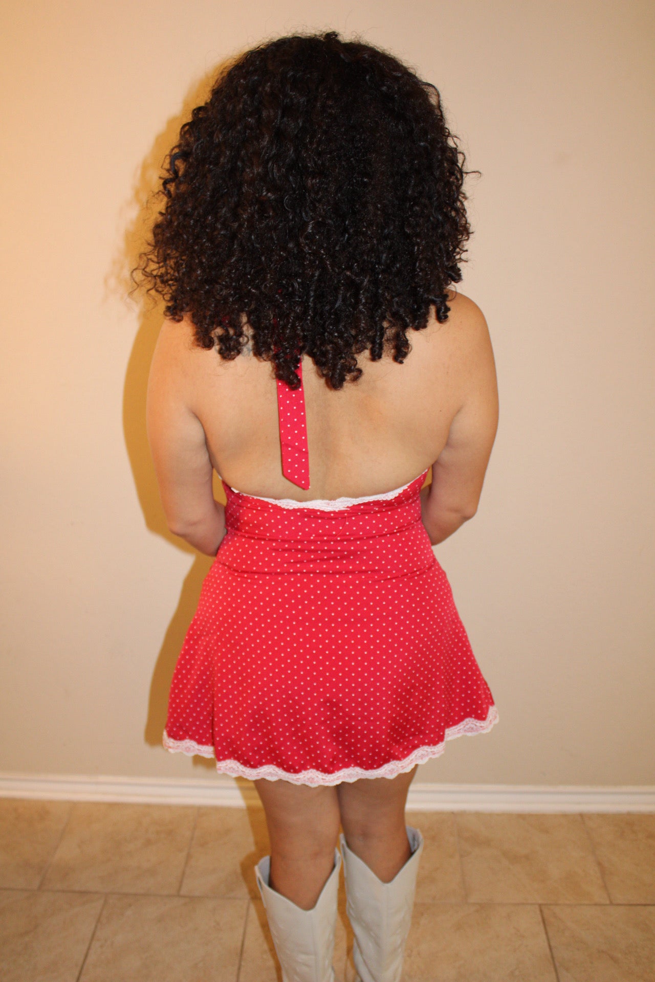 Lexi Lace Polka Dot Halter Dress