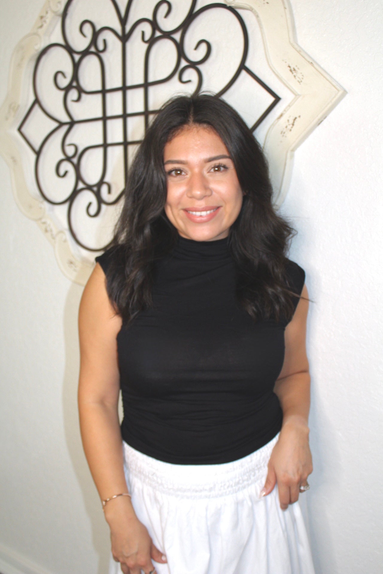 Monica Mock Neck Ruched Top