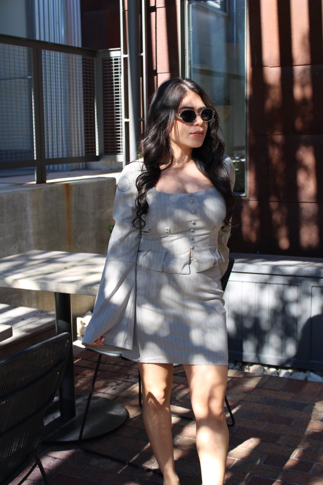 Belle Pinstripe Skirt Set