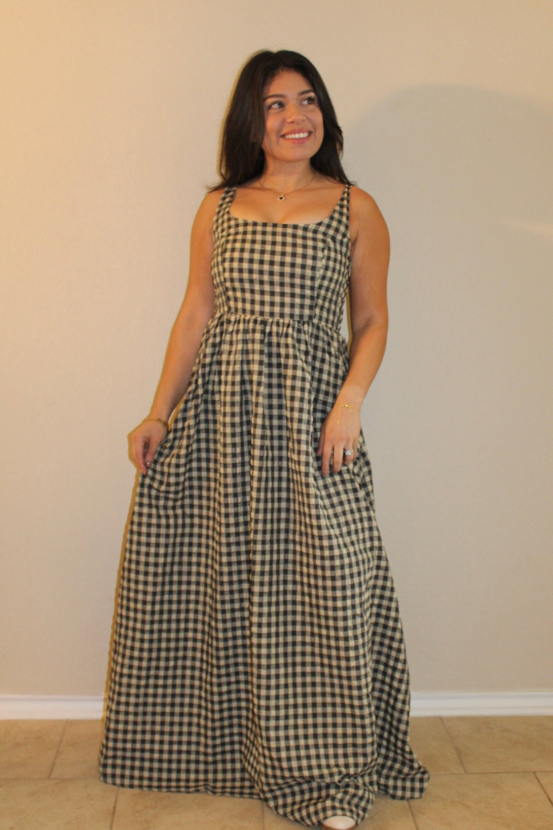 Vara Checkered Maxi Dress