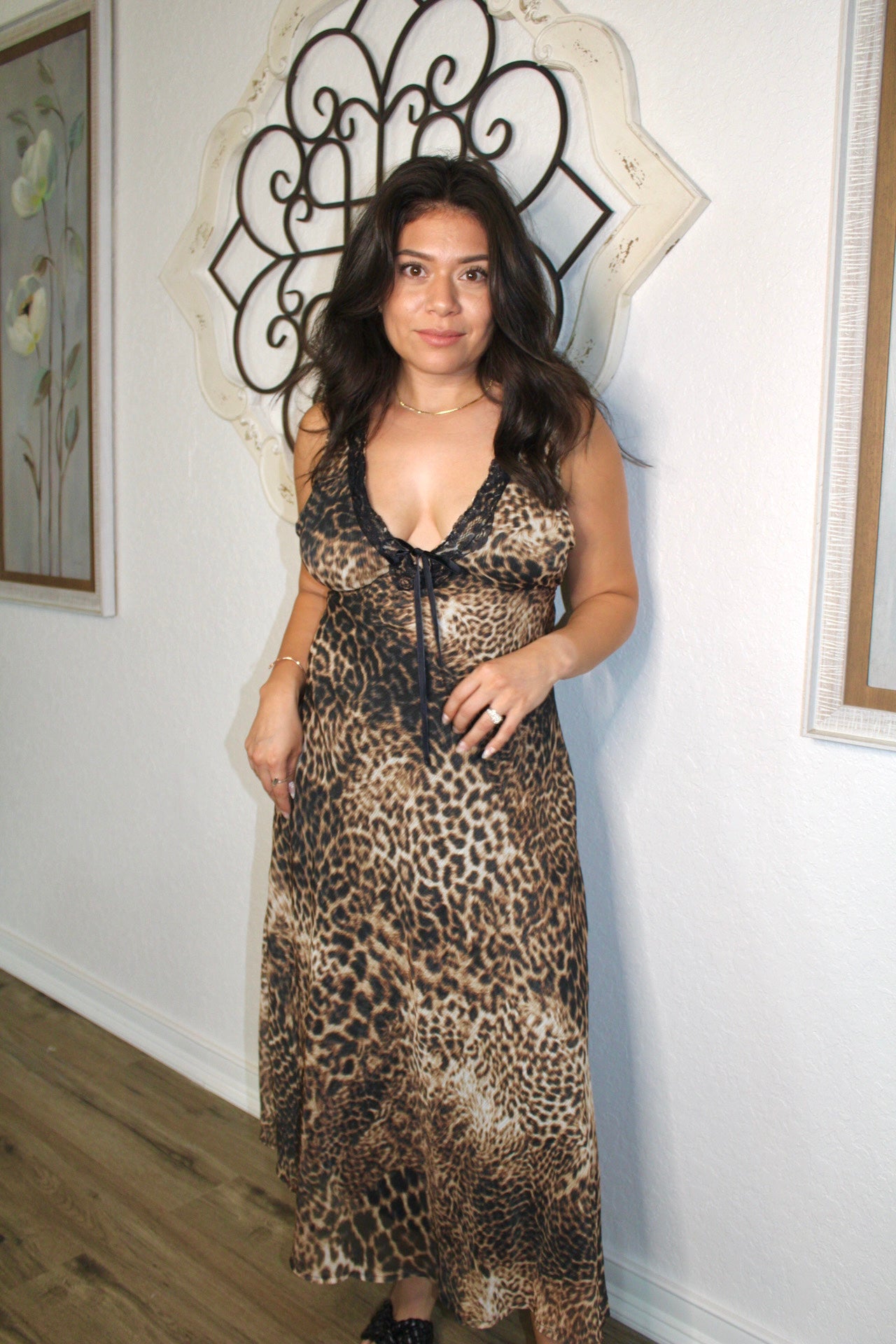 Willa Leopard Lace Maxi Dress
