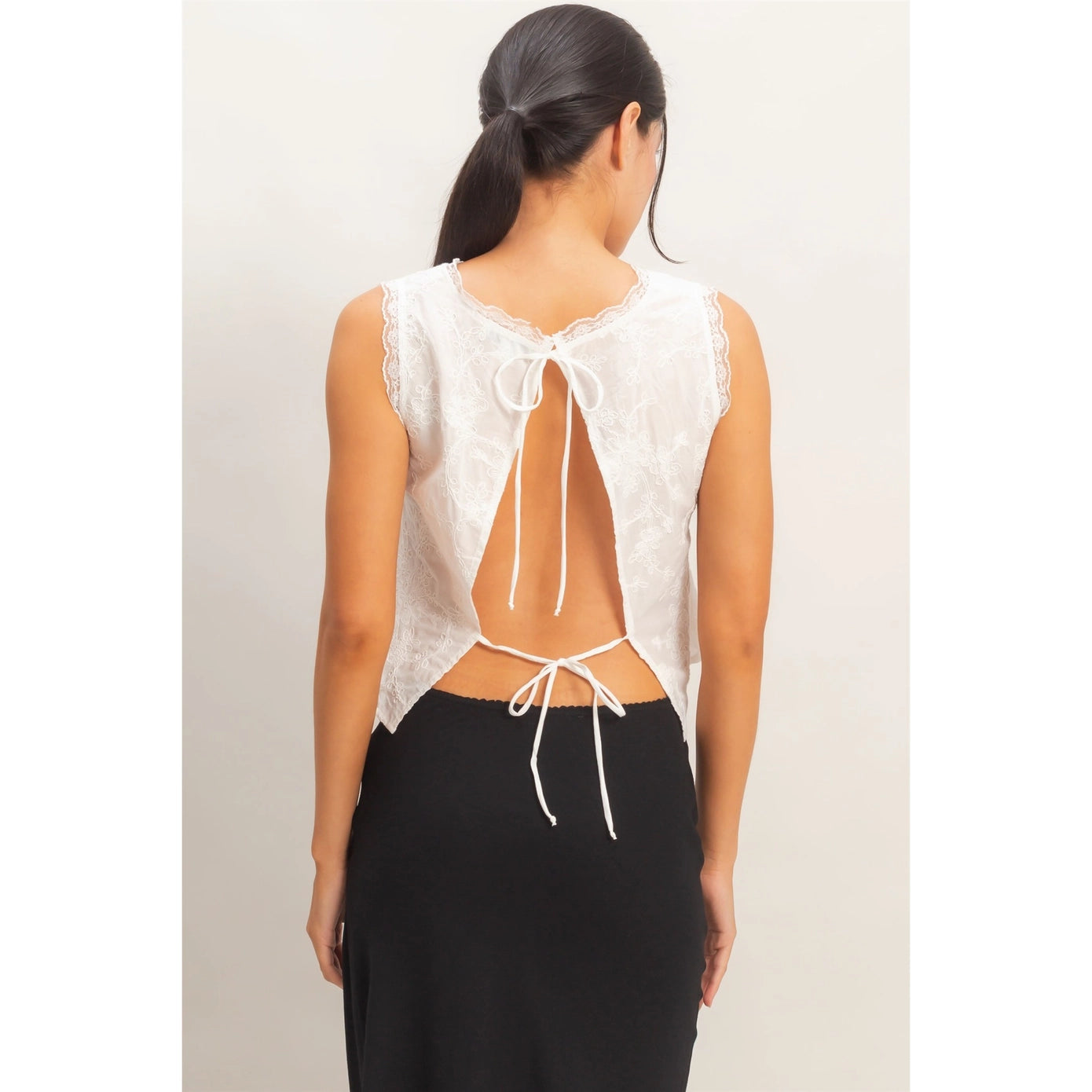 Eyelet Embroidered Tie Top
