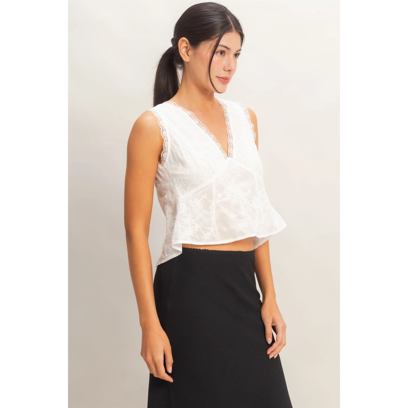 Eyelet Embroidered Tie Top
