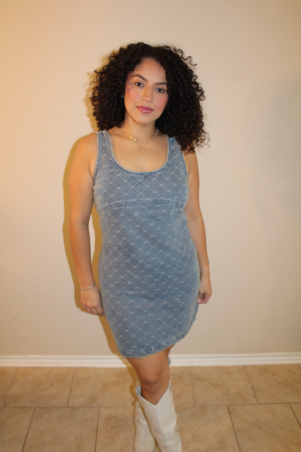 Nina Bow Denim Dress