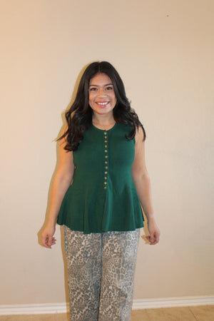 Kirsten Peplum Faux Button Top
