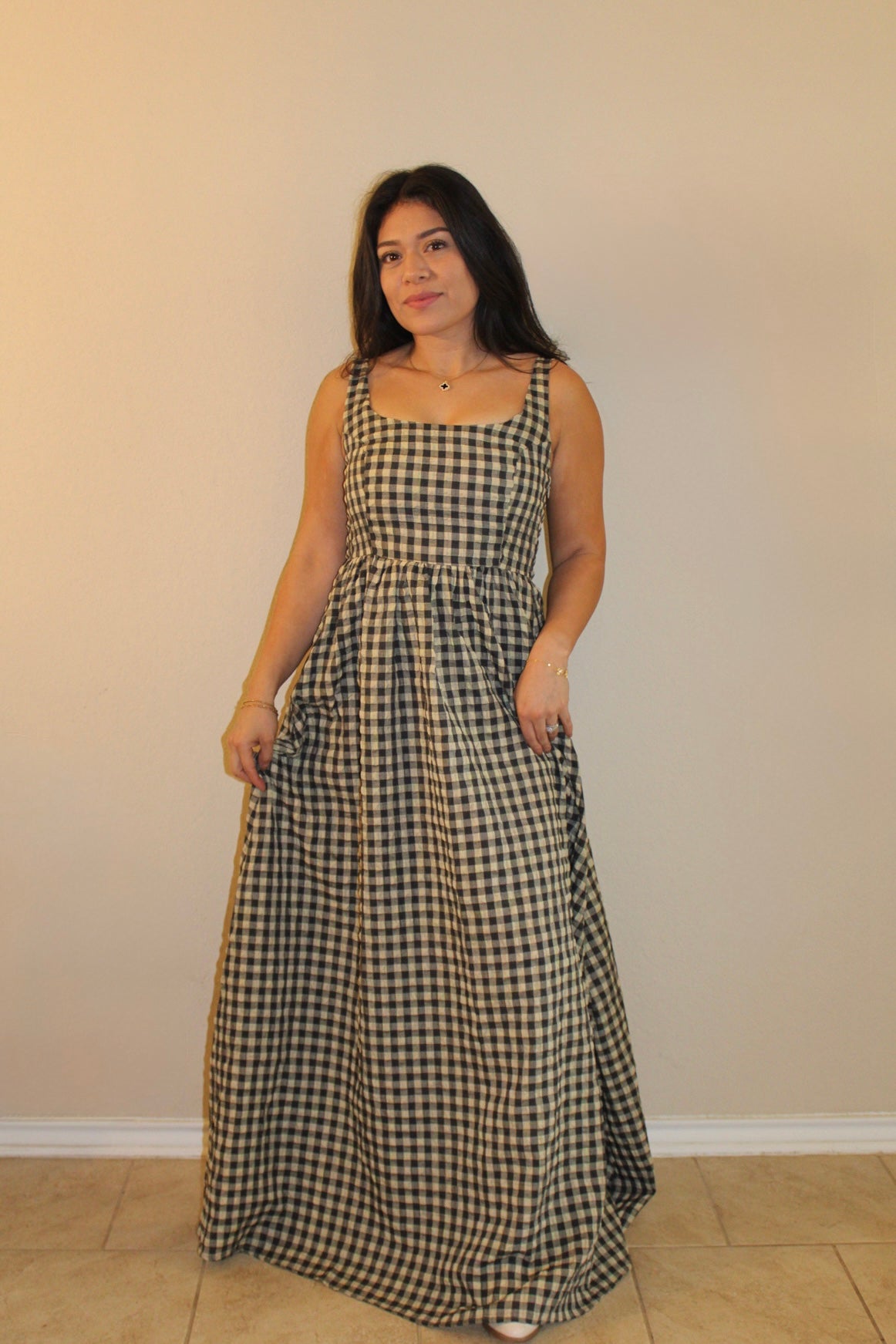 Vara Checkered Maxi Dress