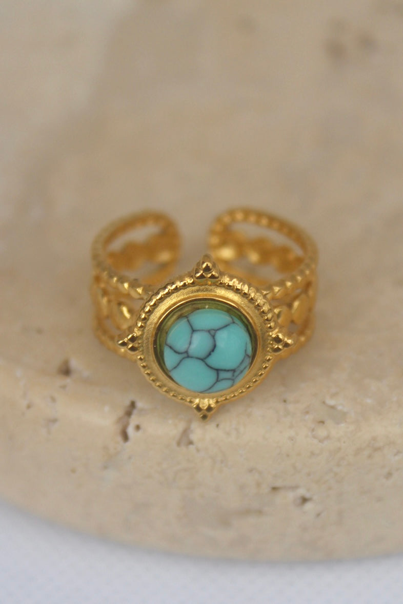 Turquoise Marble Compass Ring