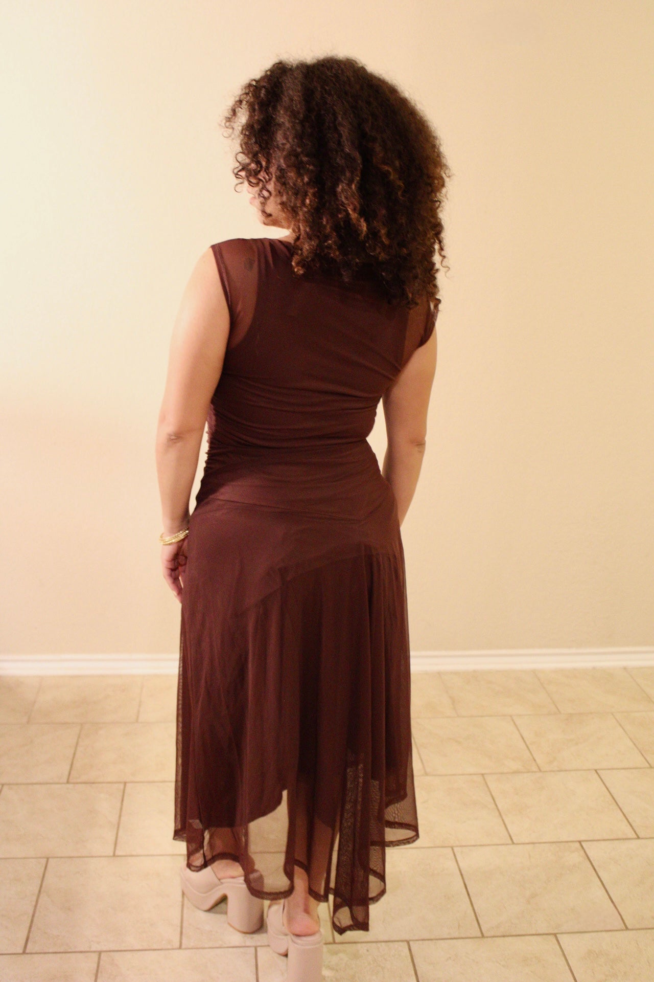 Serena Asymmetric Mesh Dress