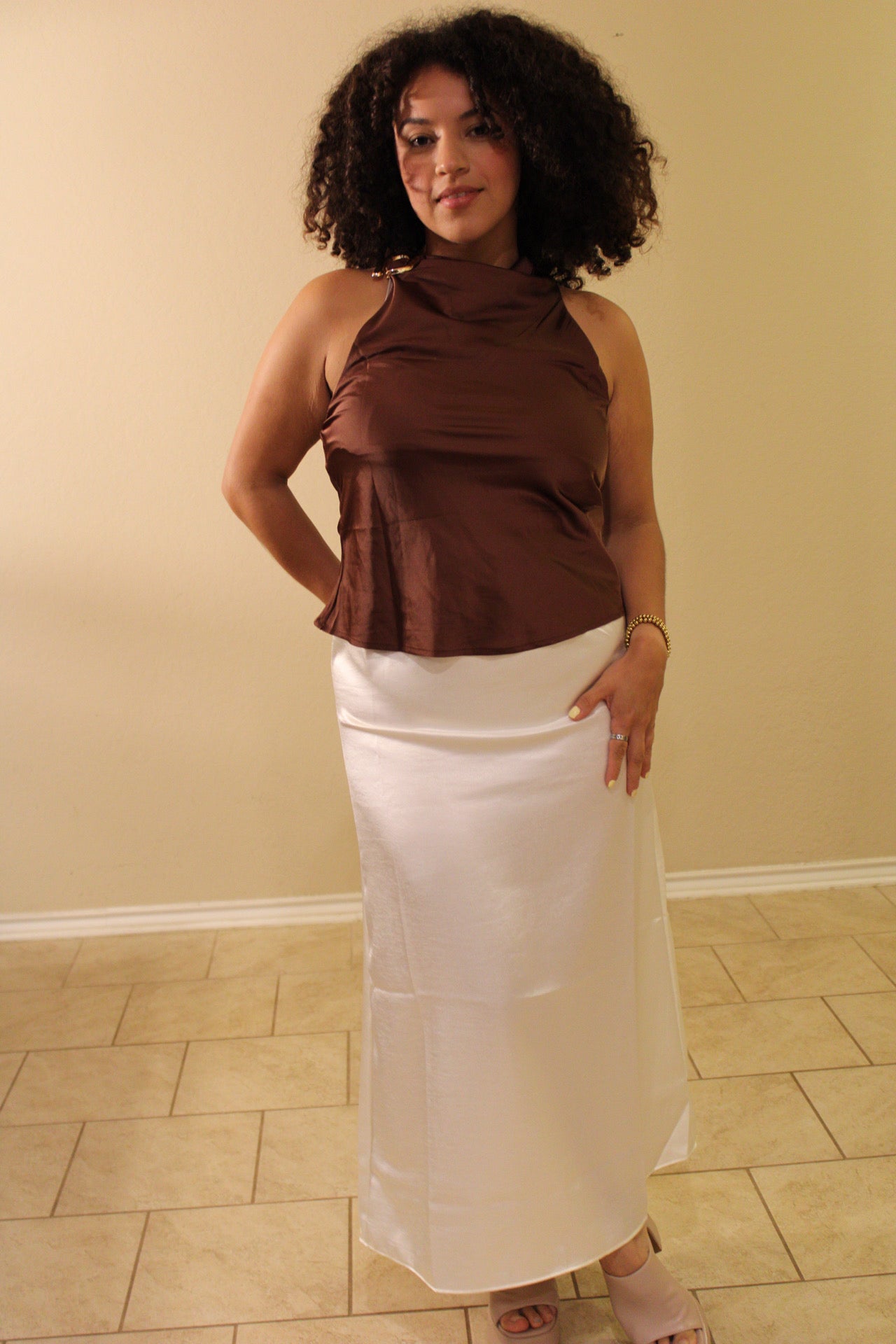 Maureen Satin Halter Top