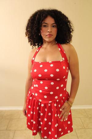 Nancy Halter Polka Dot Flared Mini Dress