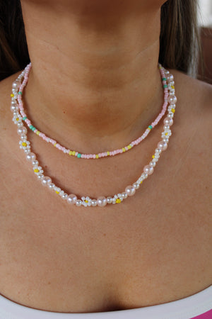 Lani Double Layer Floral Beaded Necklace