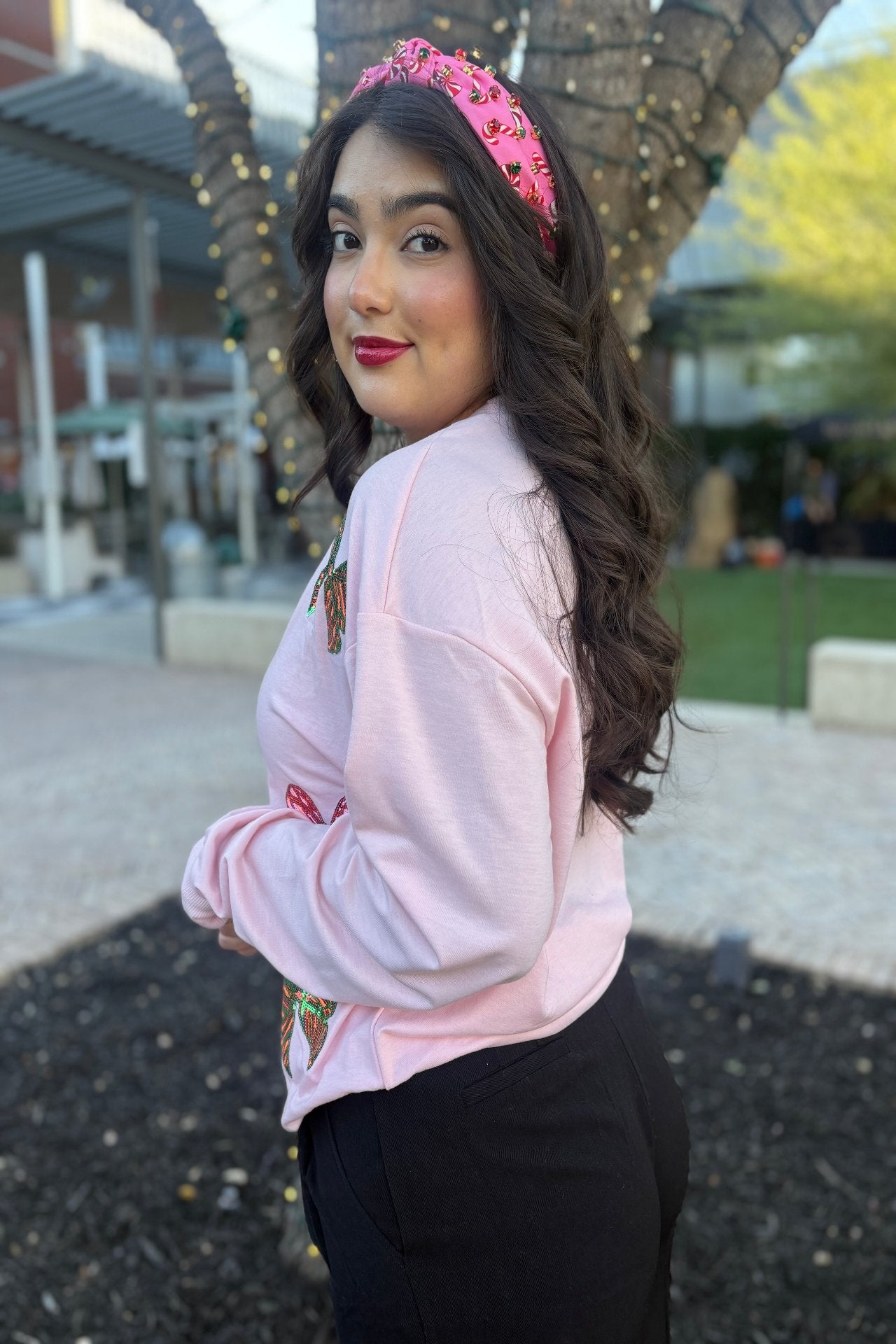 Bow on Top Sequence Sweater