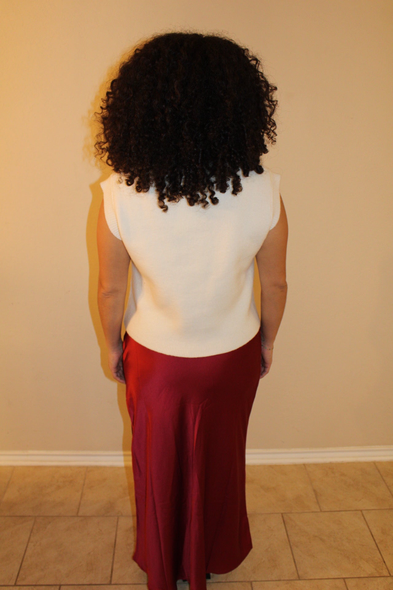 Megan Burgundy Maxi Satin Skirt
