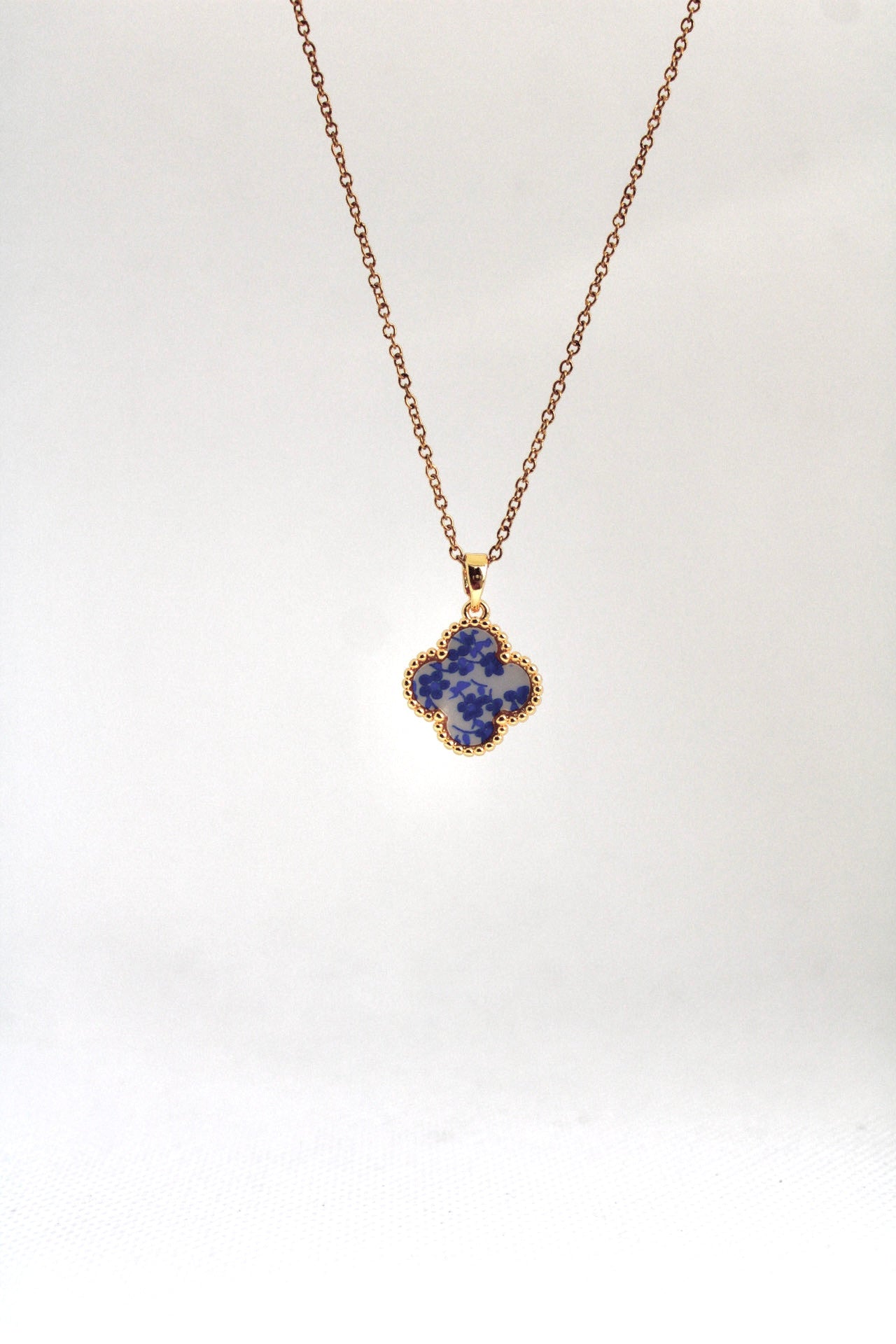 Vintage Porcelain Clover Necklace
