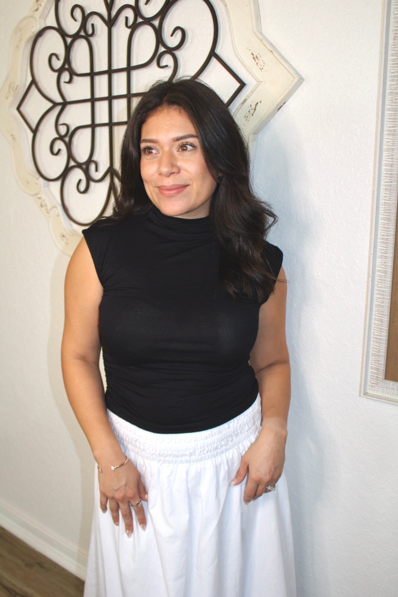 Monica Mock Neck Ruched Top