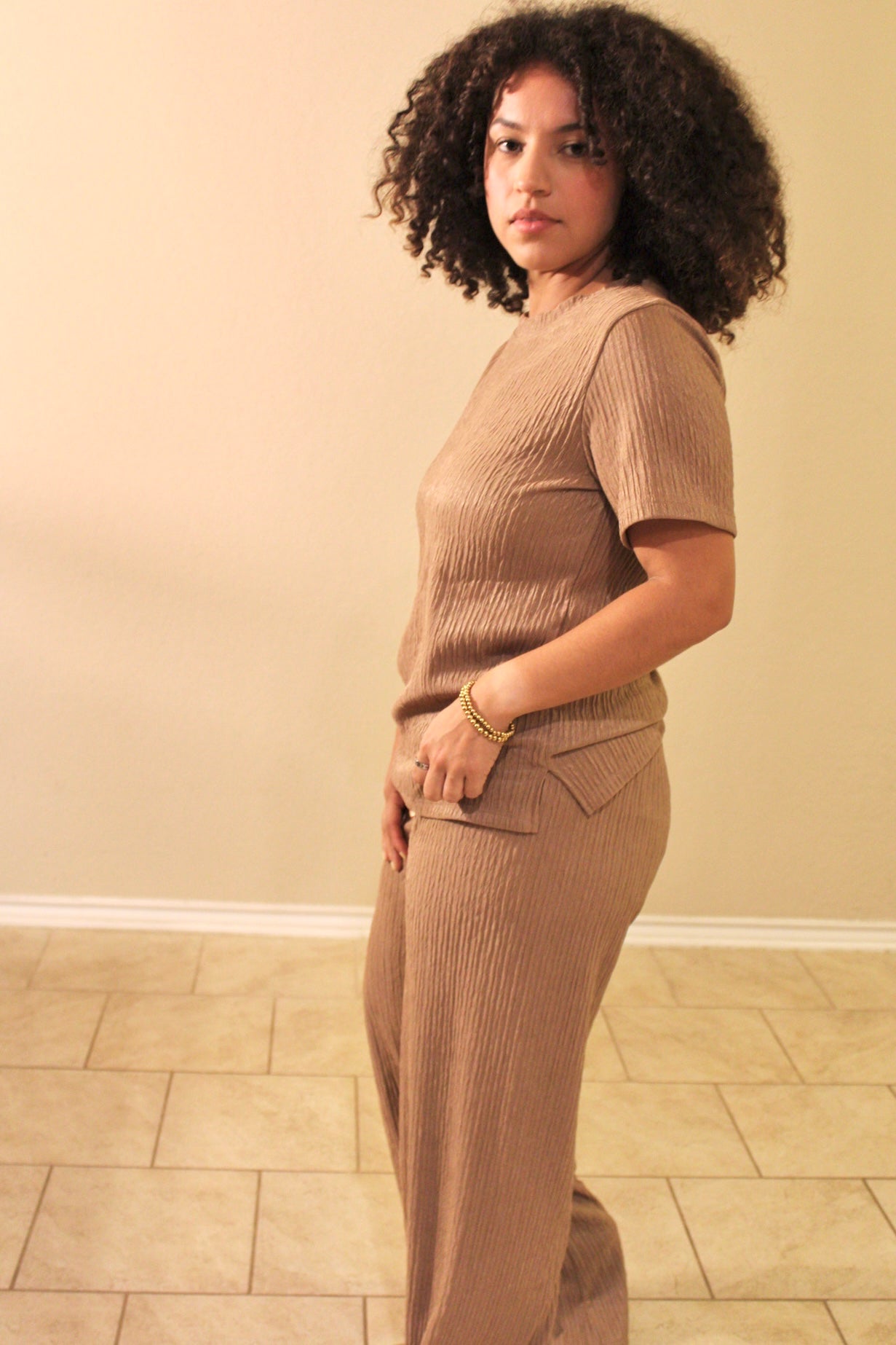 Aliyah Mocha Knit Pant Set