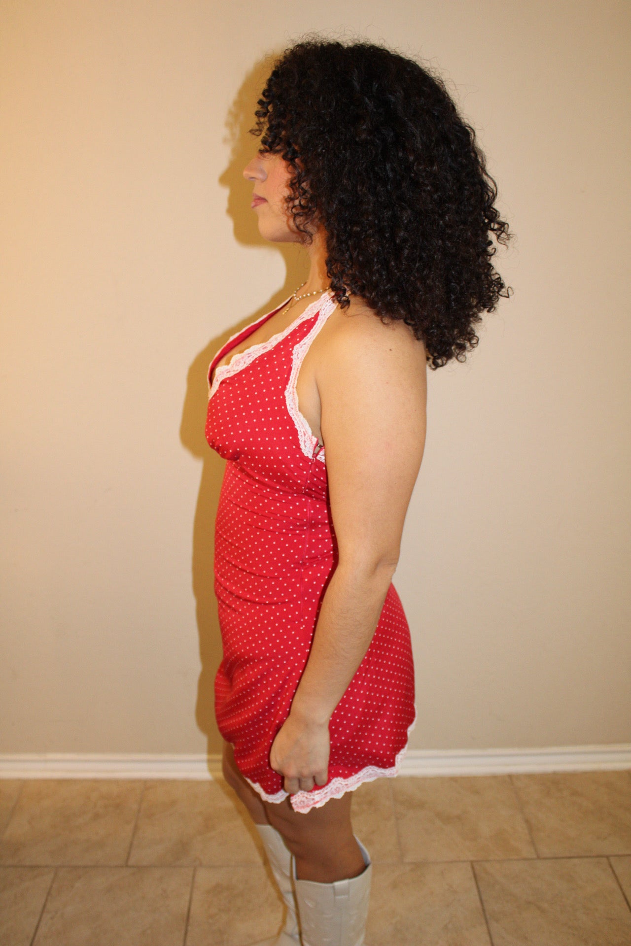 Lexi Lace Polka Dot Halter Dress