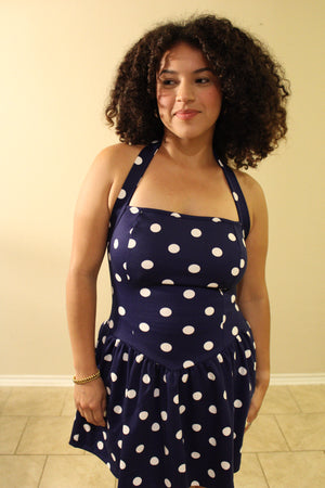 Nancy Halter Polka Dot Flared Mini Dress