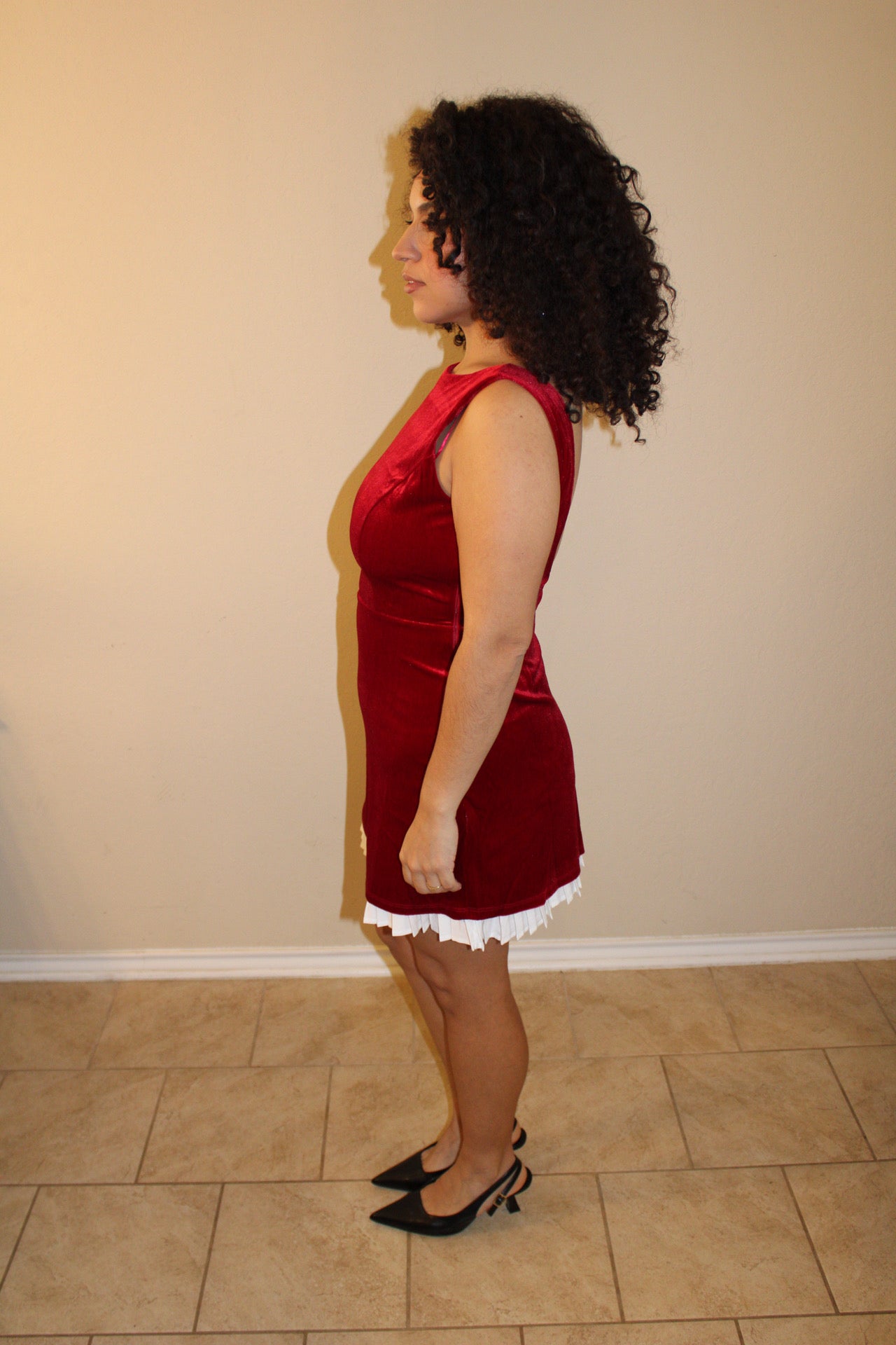 Lucy Ruffled Hem Velvet Dress