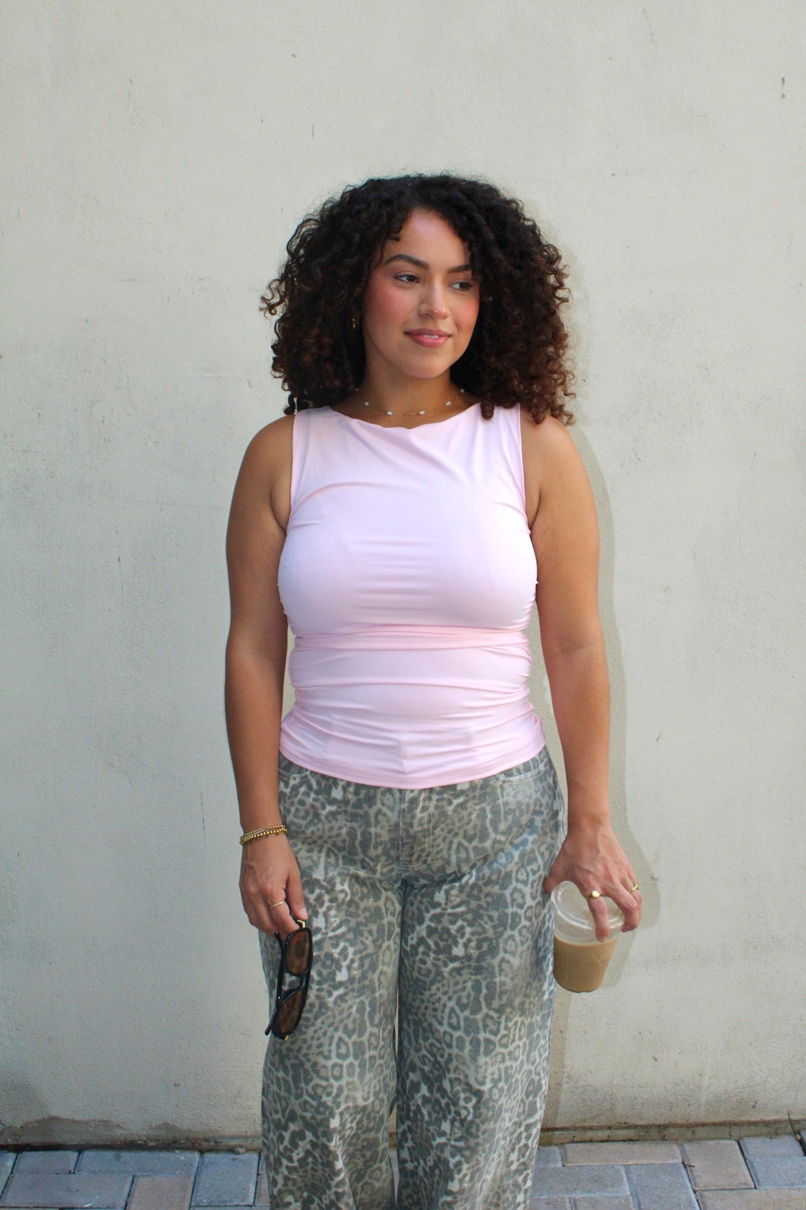 Frances Bubblegum Ruched Top