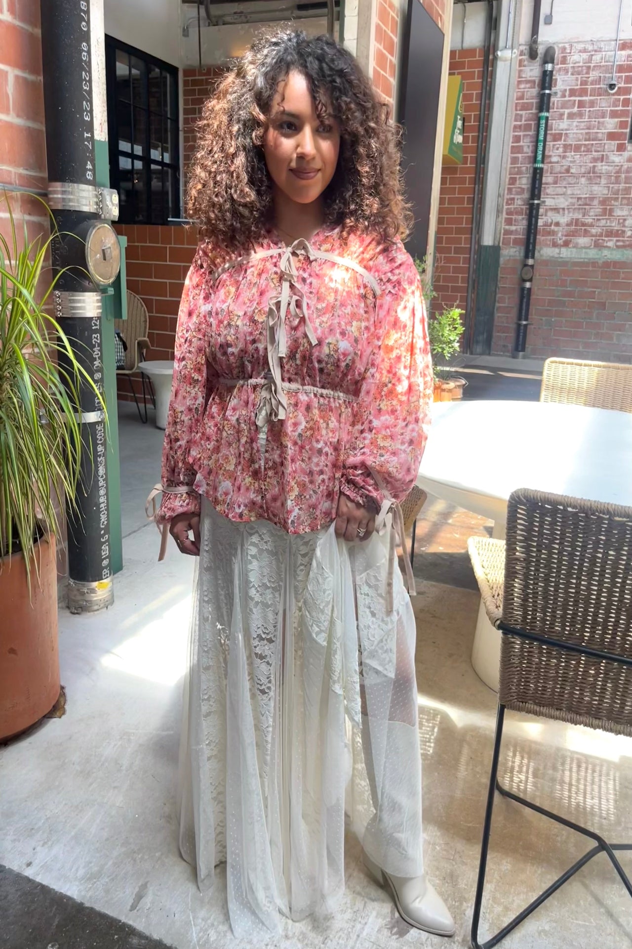 Blooming In Fall Bow Tie Blouse