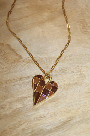 Mel Checkered Hearts Necklace