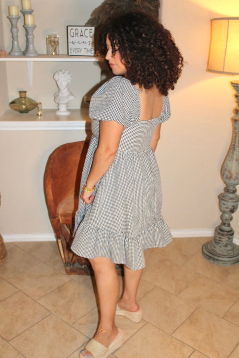 Spring Gingham Print Babydoll Dress