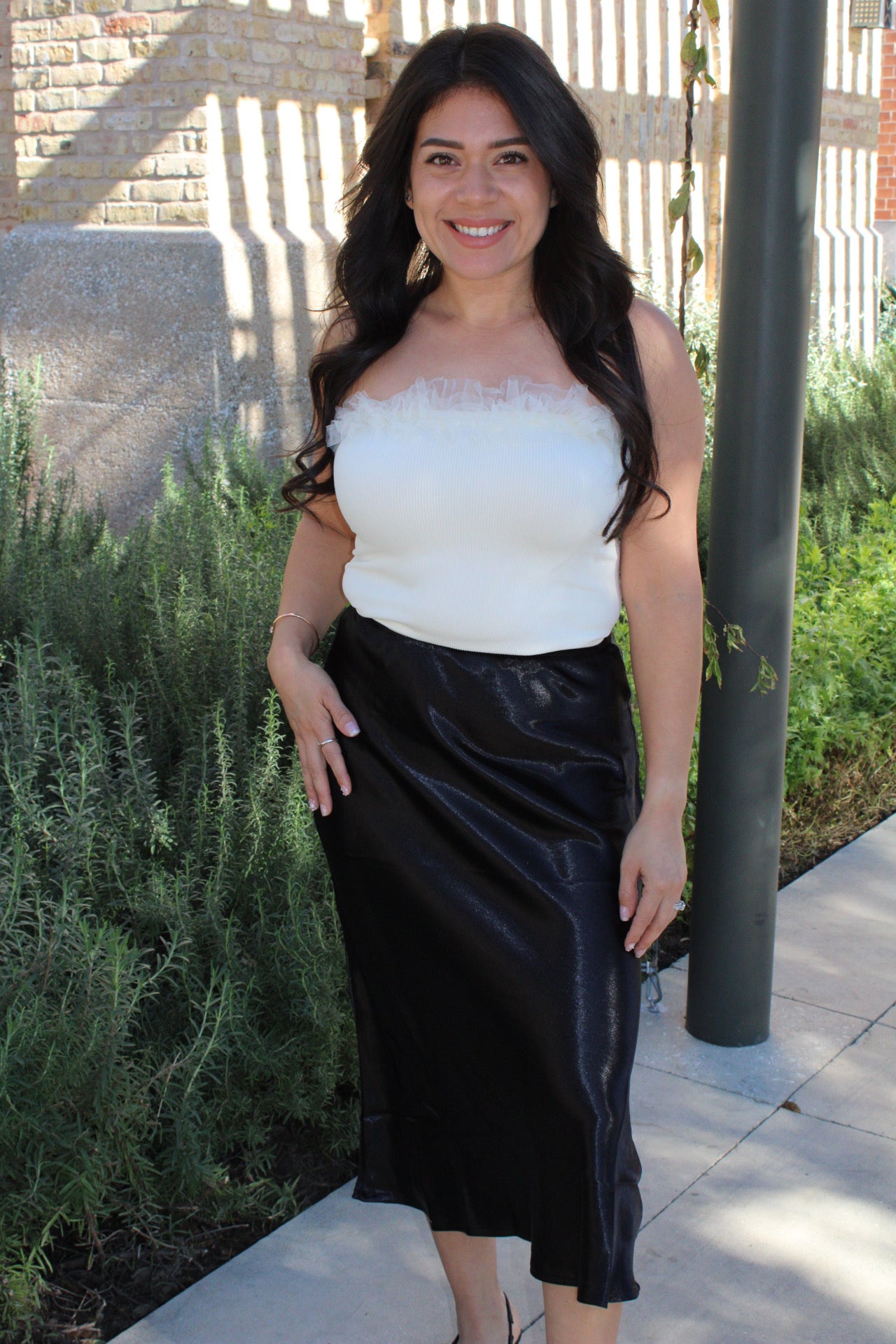 Tulle Ruffle Trim Top