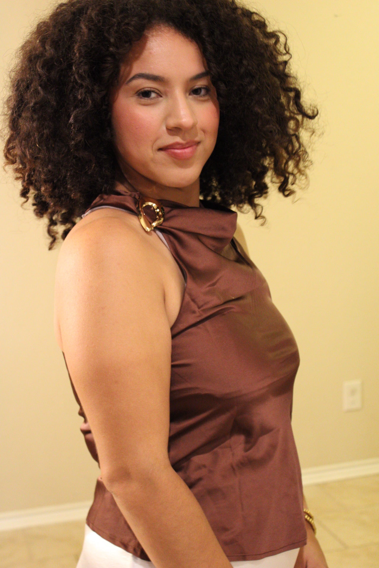 Maureen Satin Halter Top