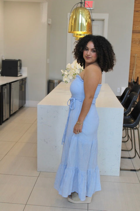 Elena Smocked Strapless Dress