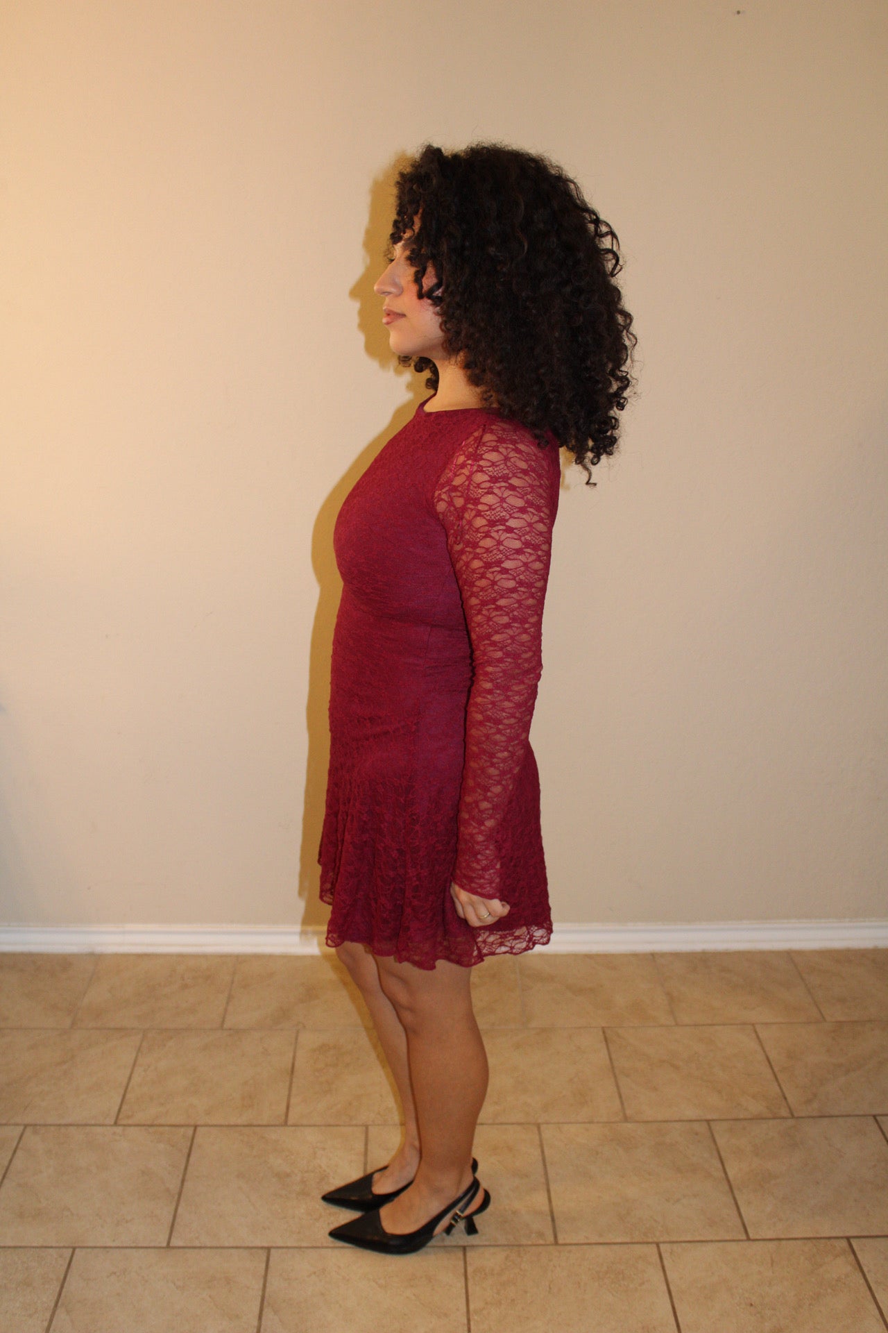 Livy Lace Long Sleeve Mini Dress