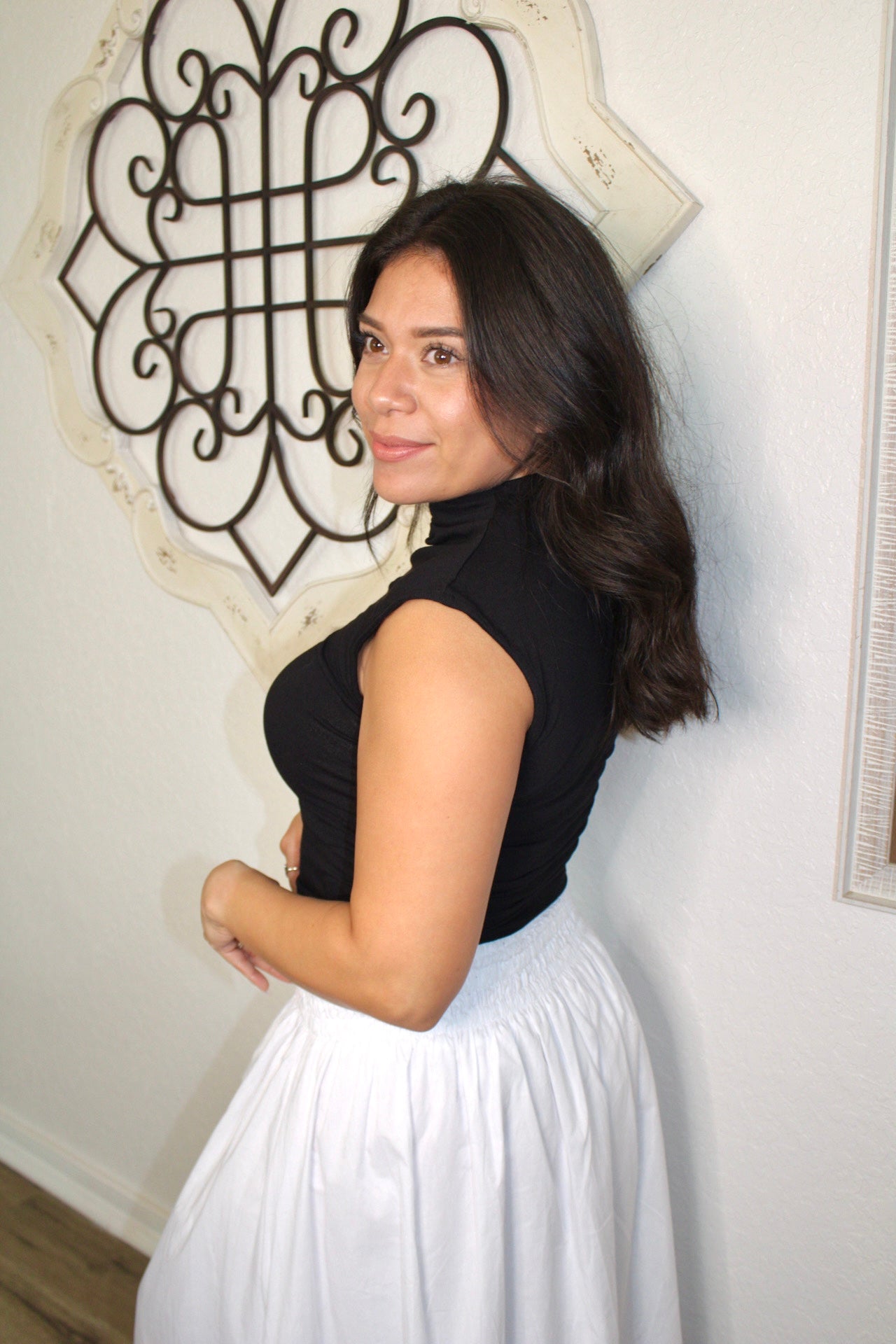 Monica Mock Neck Ruched Top