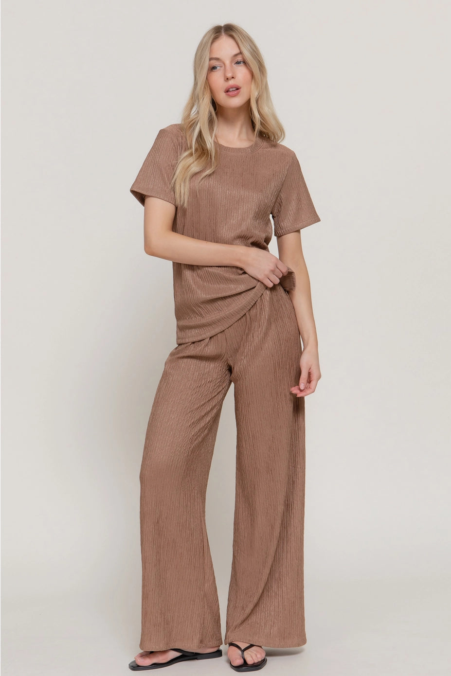 Aliyah Mocha Knit Pant Set