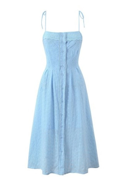 Serena Embroidered Button Down Spring Dress
