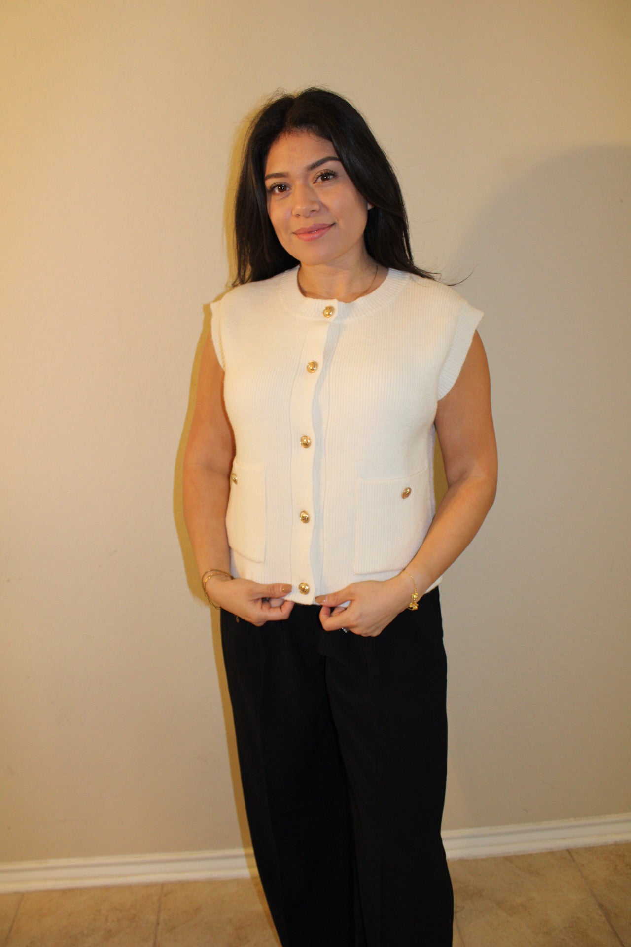 Noelle Gold Button Vest