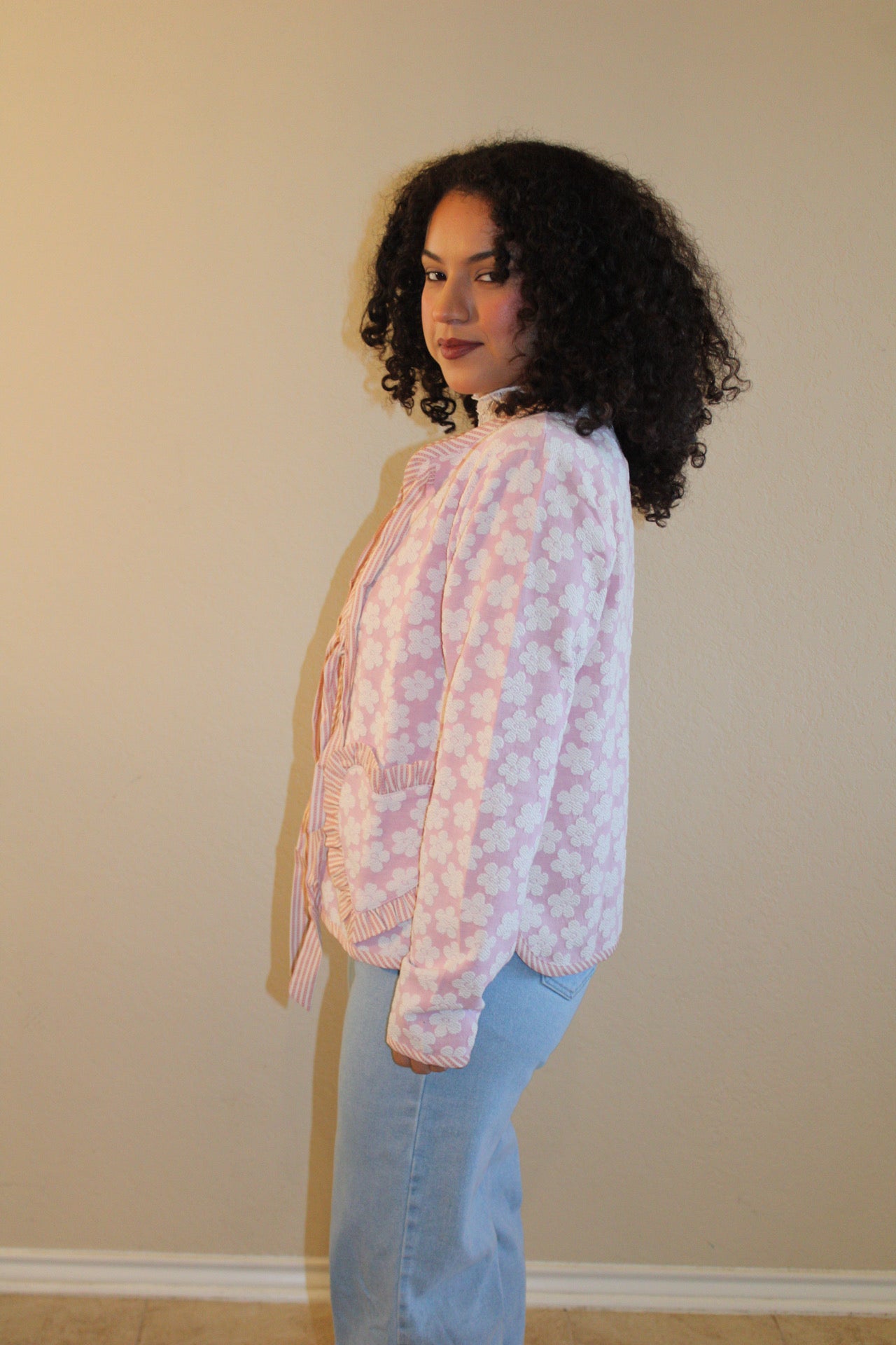 Delilah Coquette Floral Heart Pocket Cardigan